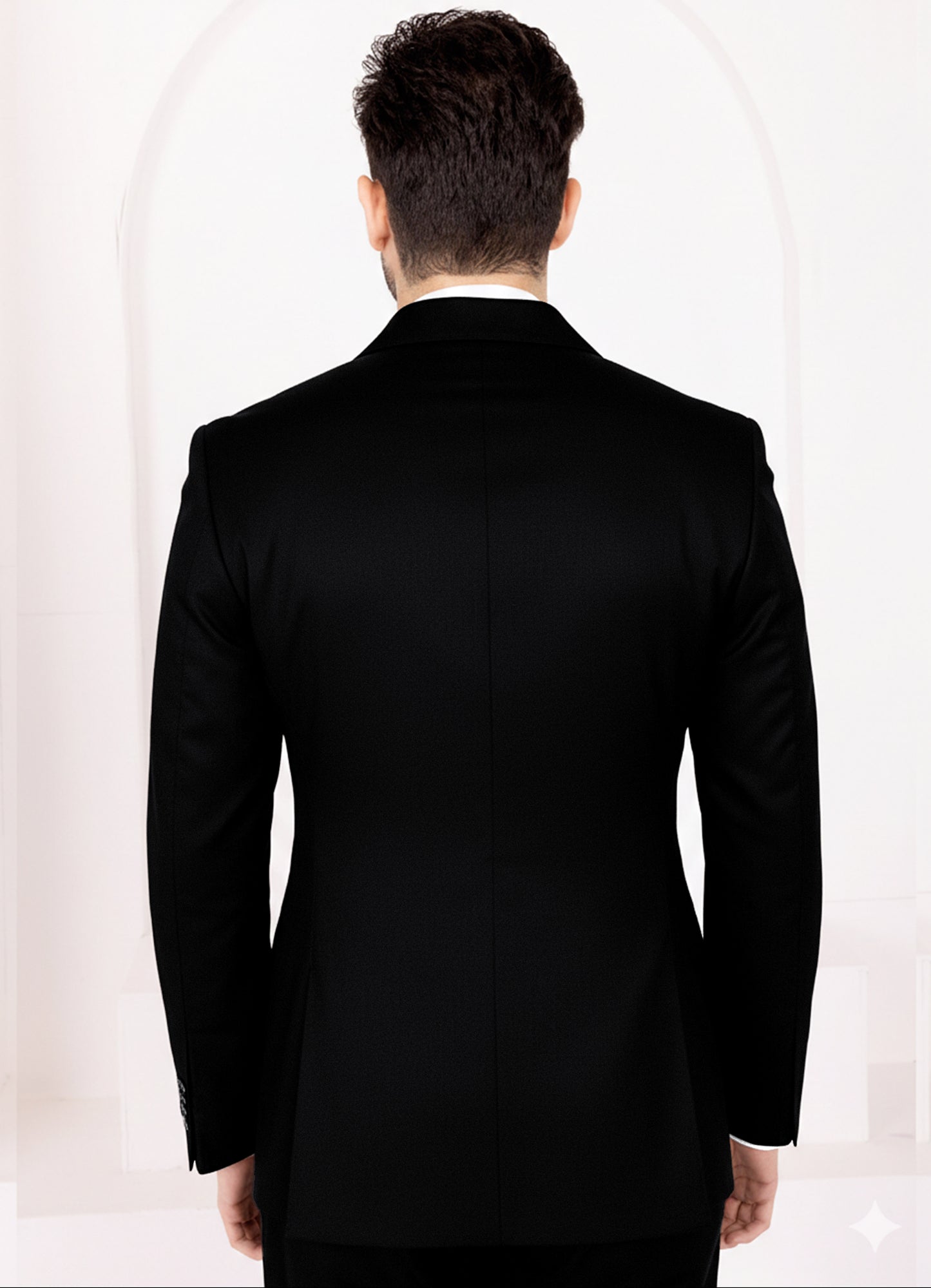 Jade Black Subtle Sheen Wool Rich Stretchable traveler Single Breasted Blazer
