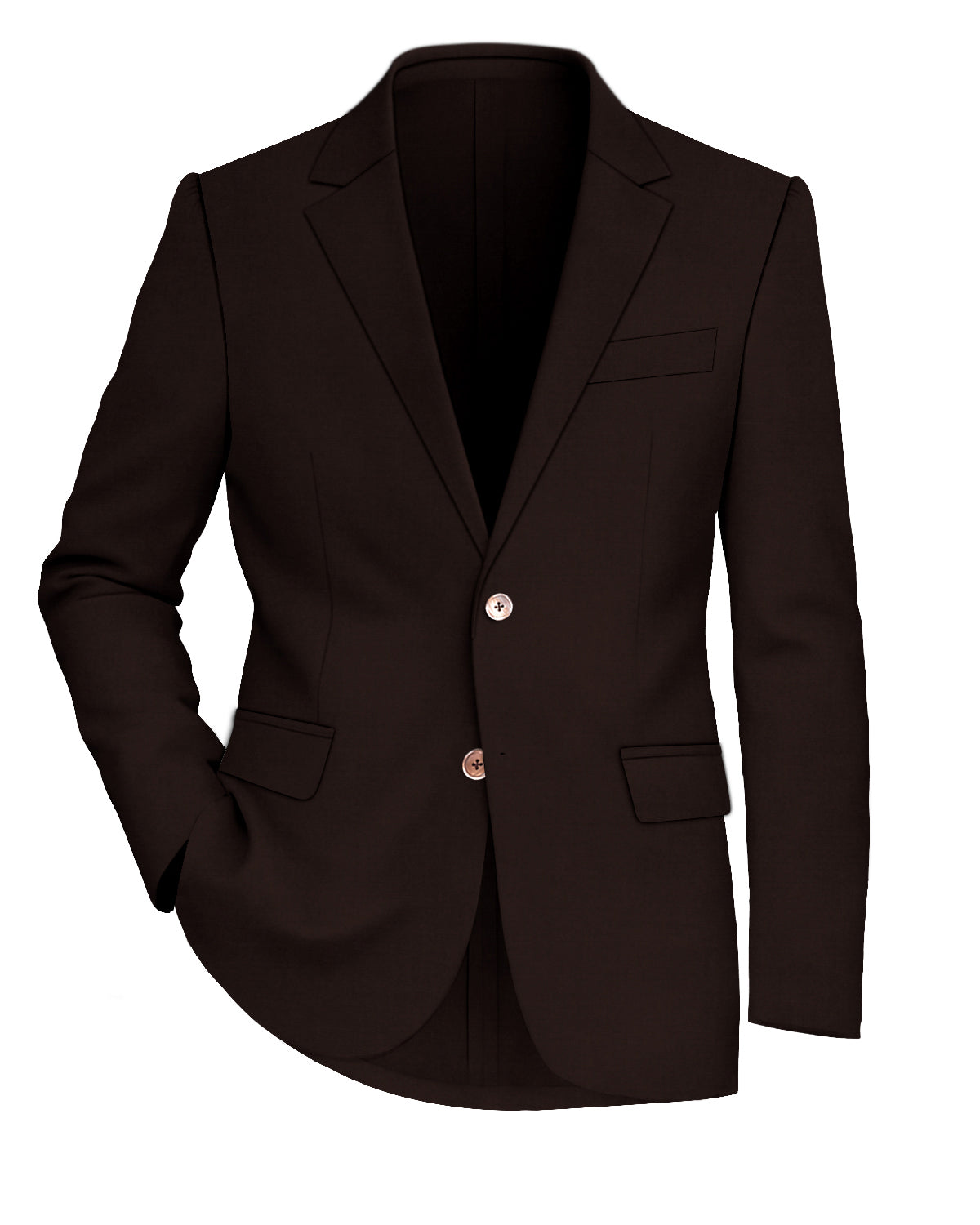 Cocoa Brown Worsted Wool 4 Way Stretch Wrinkle Free Fluid Drape Fabric Single Breasted Blazer