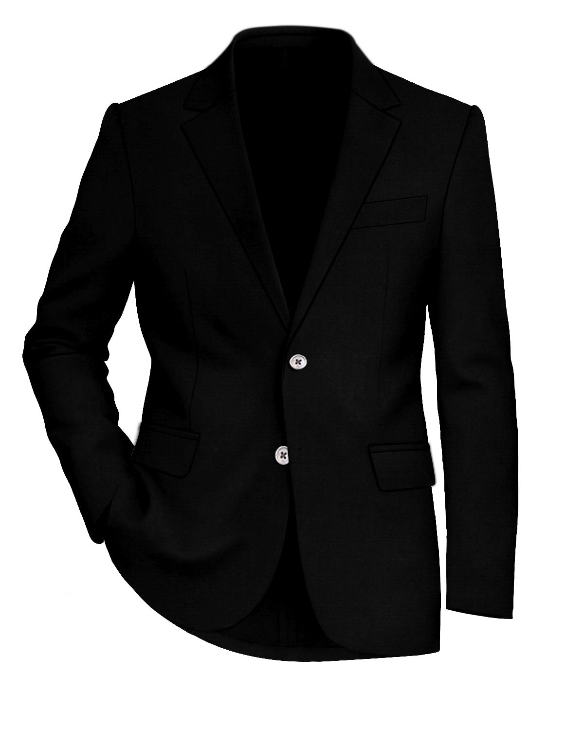 Jade Black Subtle Sheen Wool Rich Stretchable traveler Single Breasted Blazer