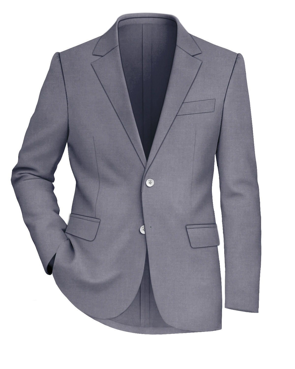Carbon Gray Worsted Wool 4 Way Stretch Wrinkle Free Fluid Drape Fabric Single Breasted Blazer