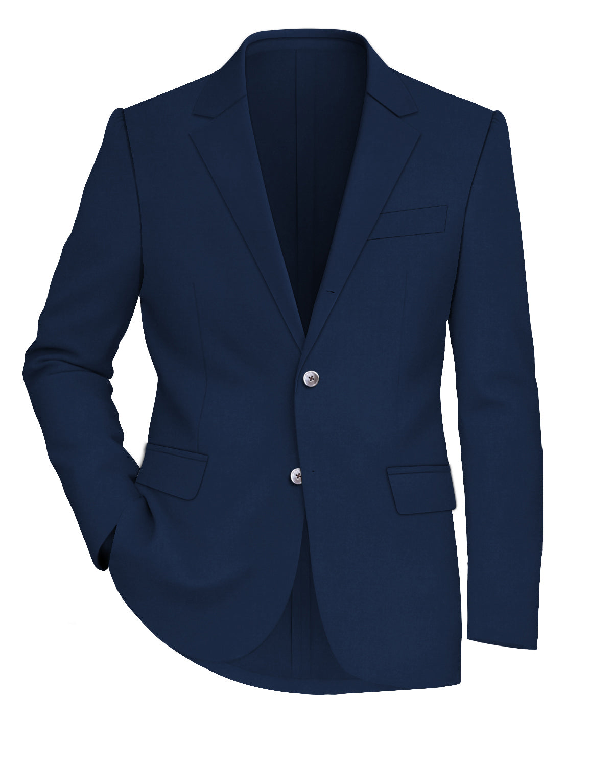 Mirage Blue Worsted Wool 4 Way Stretch Wrinkle Free Fluid Drape Fabric Single Breasted Blazer