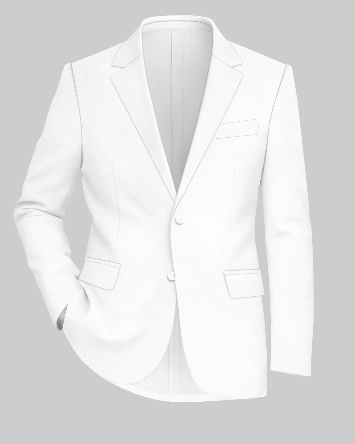 Off White Worsted Wool 4 Way Stretch Wrinkle Free Fluid Drape Fabric Single Breasted Blazer