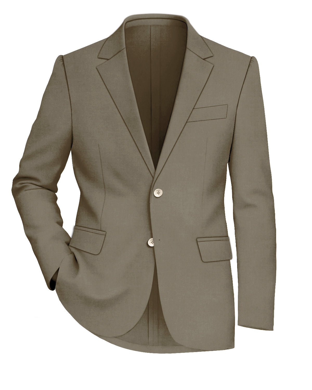 Makara Brown Worsted Wool 4 Way Stretch Wrinkle Free Fluid Drape Fabric Single Breasted Blazer