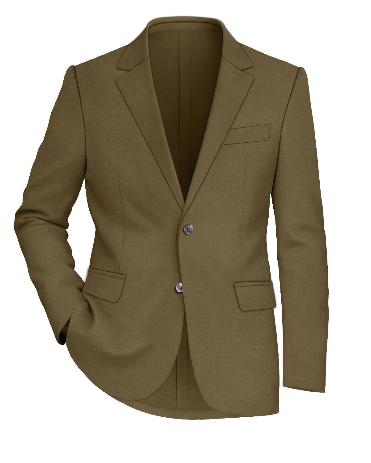 Tortilla Brown Worsted Wool 4 Way Stretch Wrinkle Free Fluid Drape Fabric Single Breasted Blazer