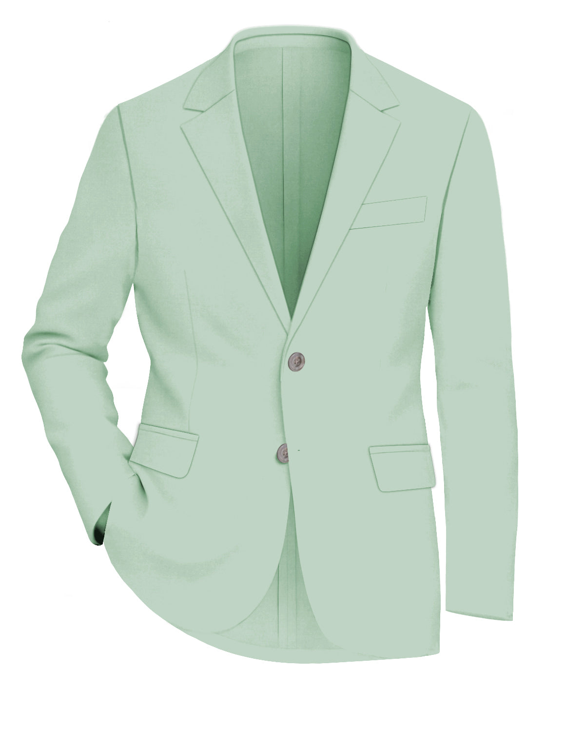 Surf Green Worsted Wool 4 Way Stretch Wrinkle Free Fluid Drape Fabric Single Breasted Blazer