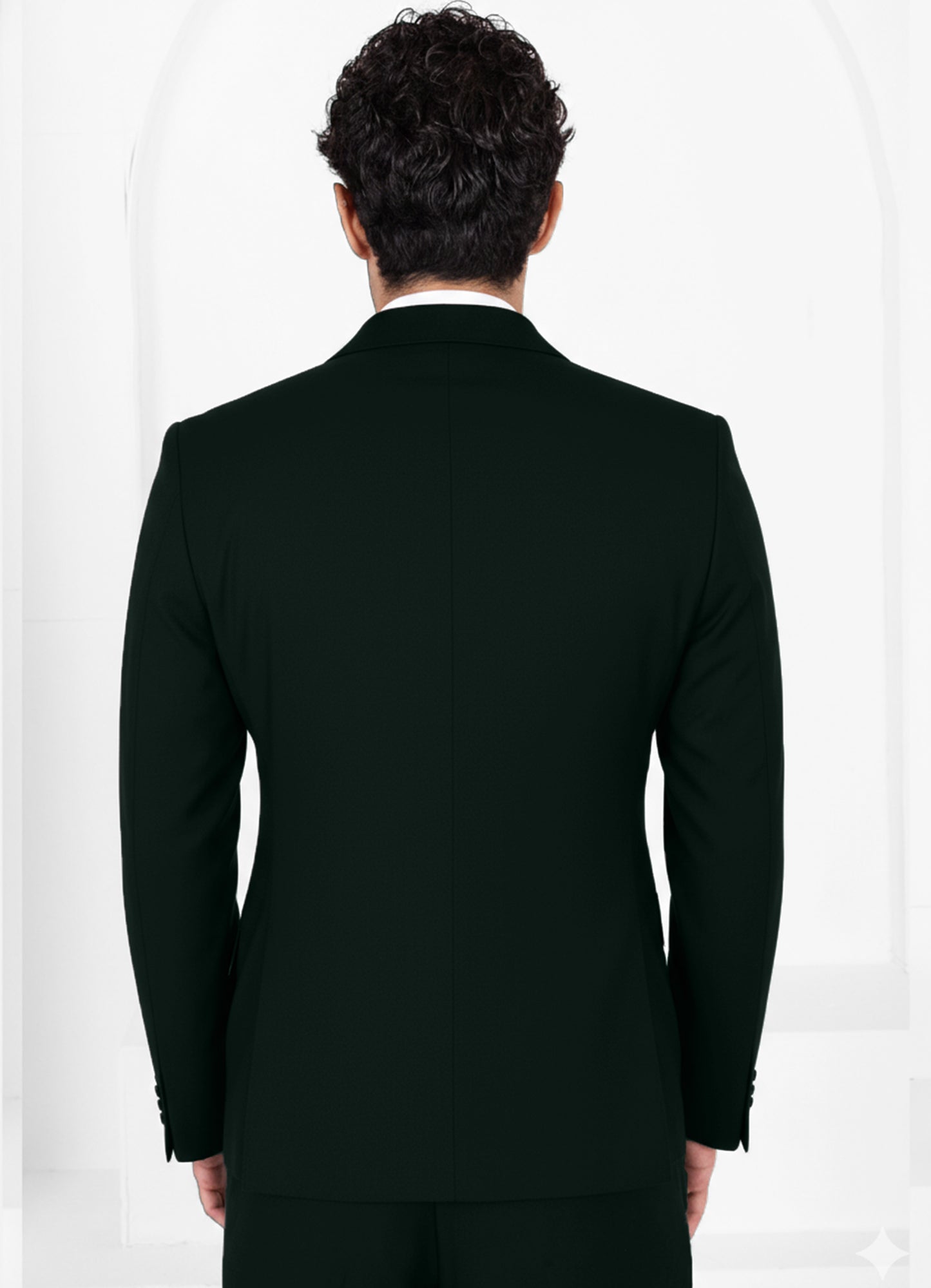 Racing Green Worsted Wool 4 Way Stretch Wrinkle Free Fluid Drape Fabric Single Breasted Blazer