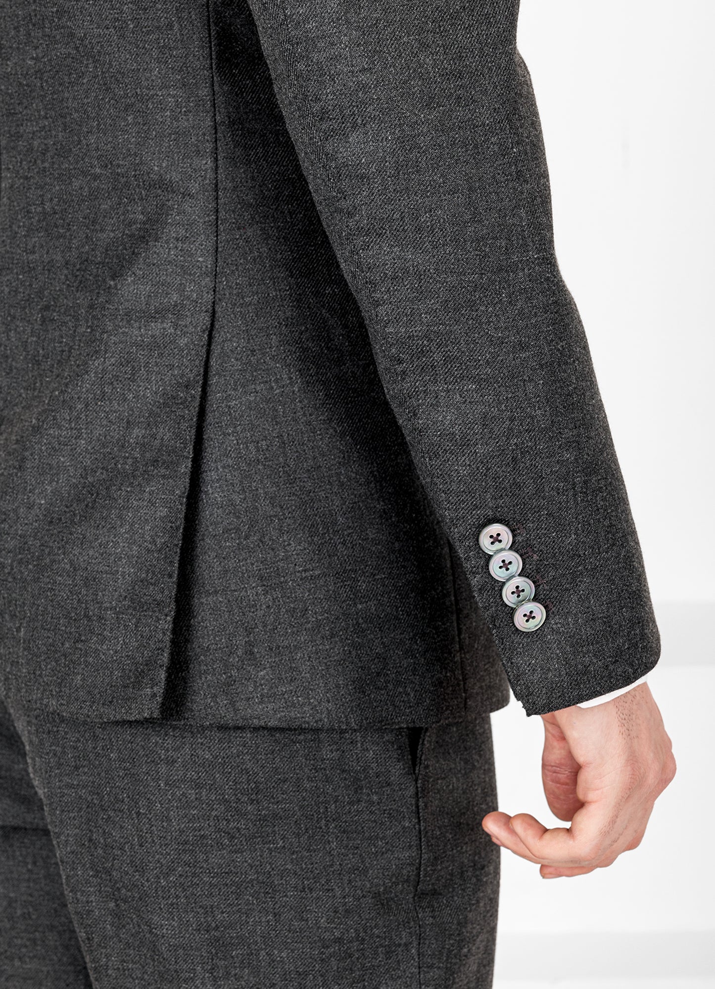 Vampire Gray Wool Blend Flannel Double Breasted Slight Stretch Tweed Blazer