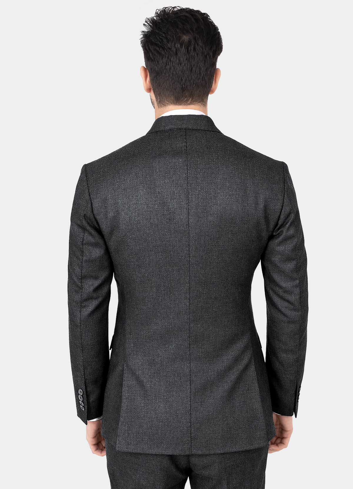 Vampire Gray Wool Blend Flannel Double Breasted Slight Stretch Tweed Suit