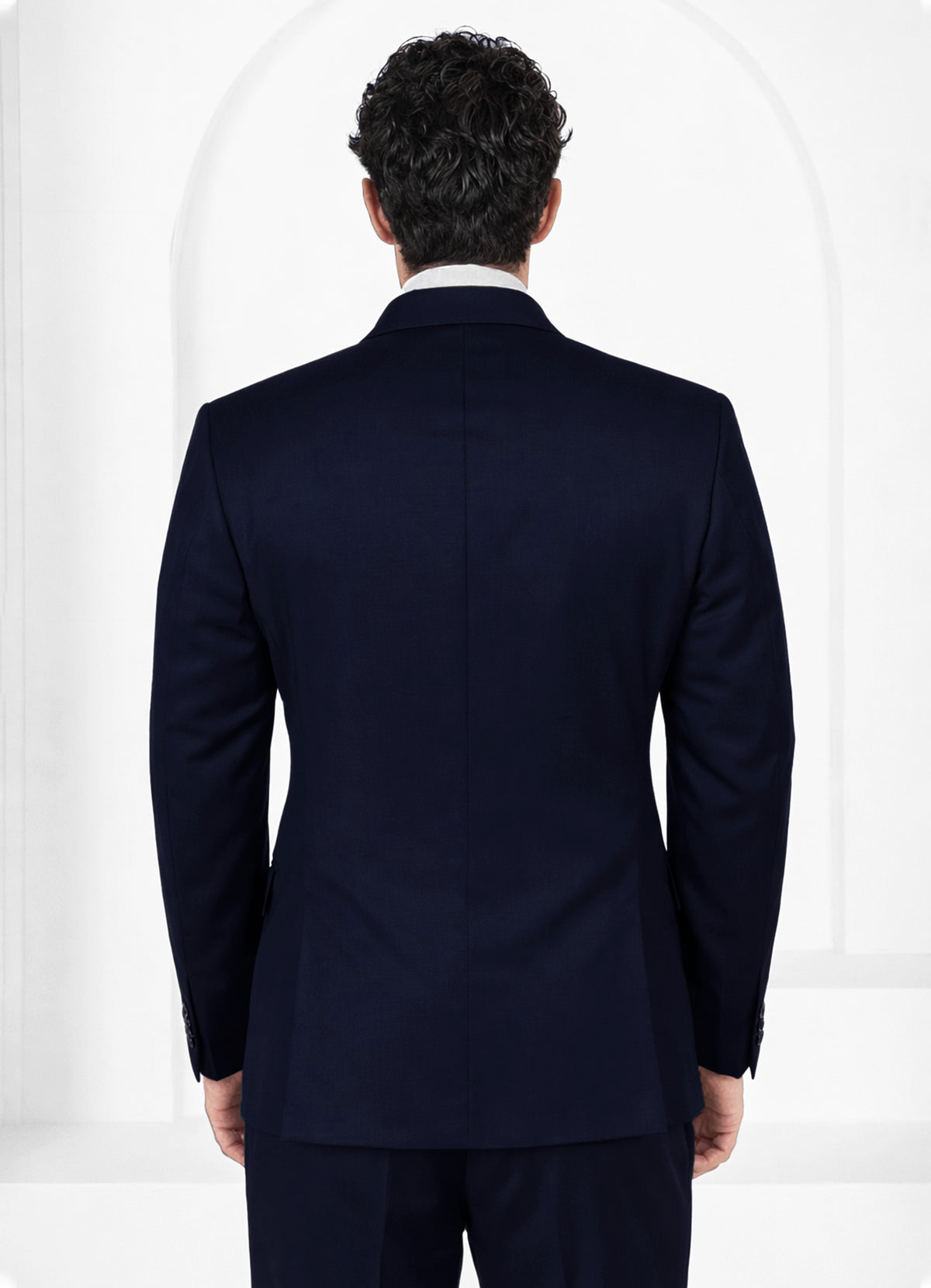 Firefly Blue Worsted Wool 4 Way Stretch Wrinkle Free Fluid Drape Fabric Single Breasted Suit