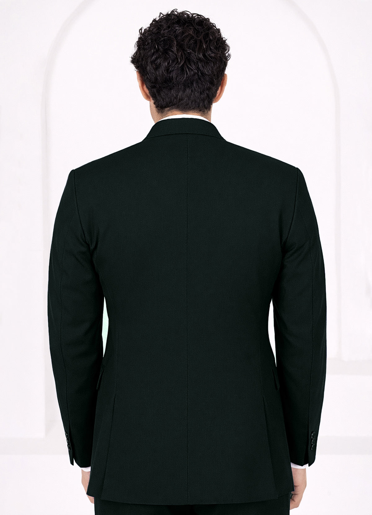 Racing Green Worsted Wool 4 Way Stretch Wrinkle Free Fluid Drape Fabric Double Breasted Suit