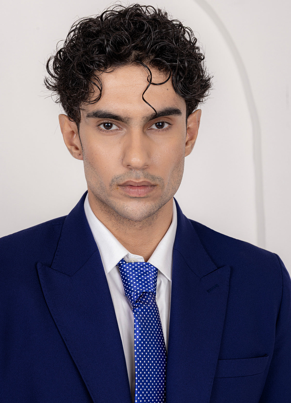 Sapphire Blue Worsted Wool 4 Way Stretch Wrinkle Free Fluid Drape Fabric Double Breasted Suit