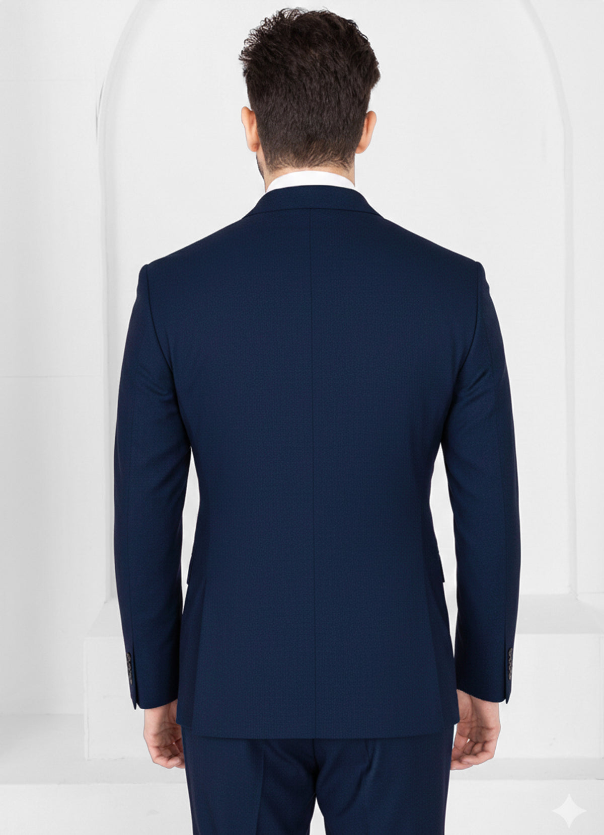 Mirage Blue Worsted Wool 4 Way Stretch Wrinkle Free Fluid Drape Fabric Single Breasted Suit