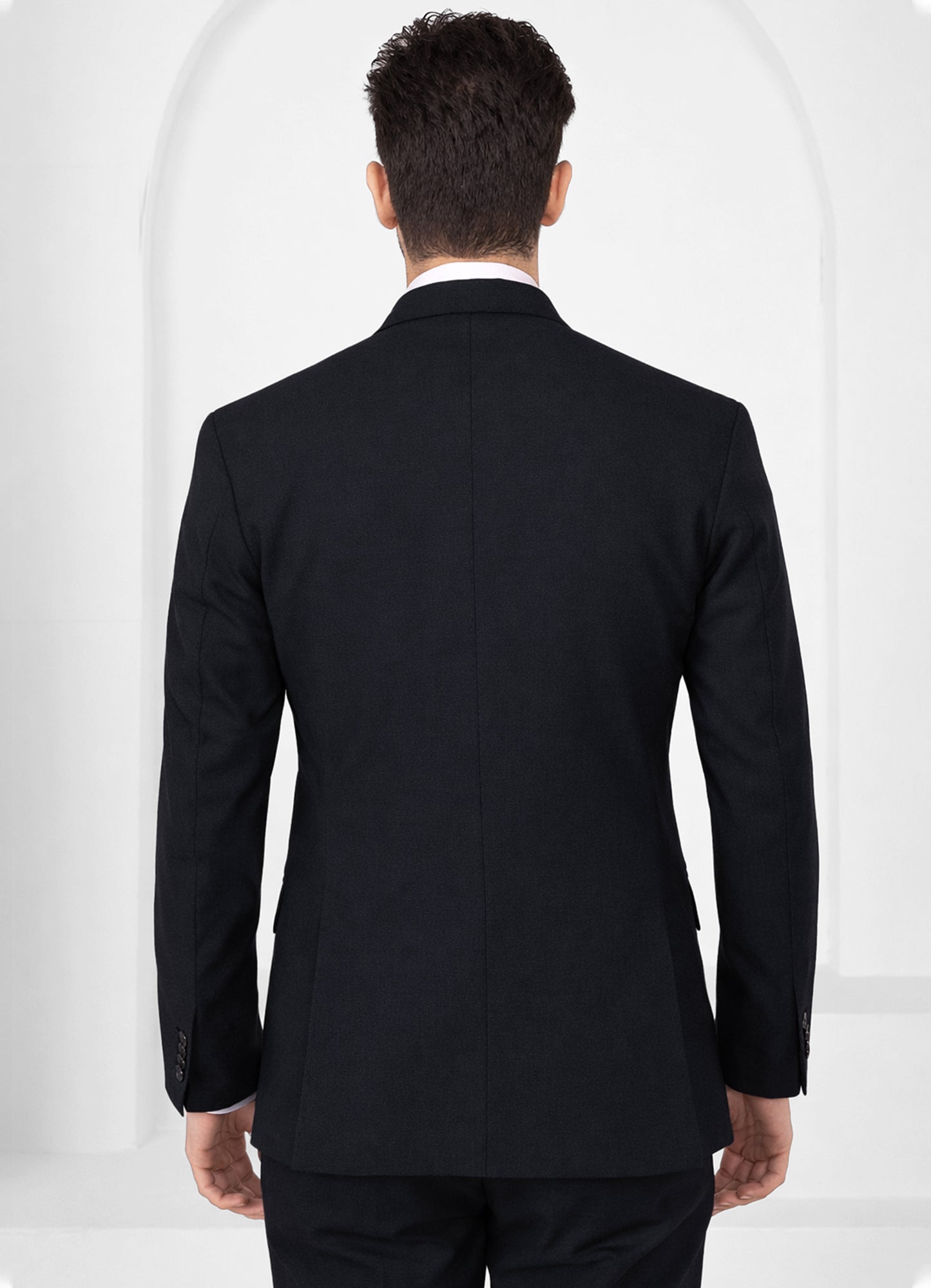 Zeus Blue Worsted Wool 4 Way Stretch Wrinkle Free Fluid Drape Fabric Single Breasted Suit