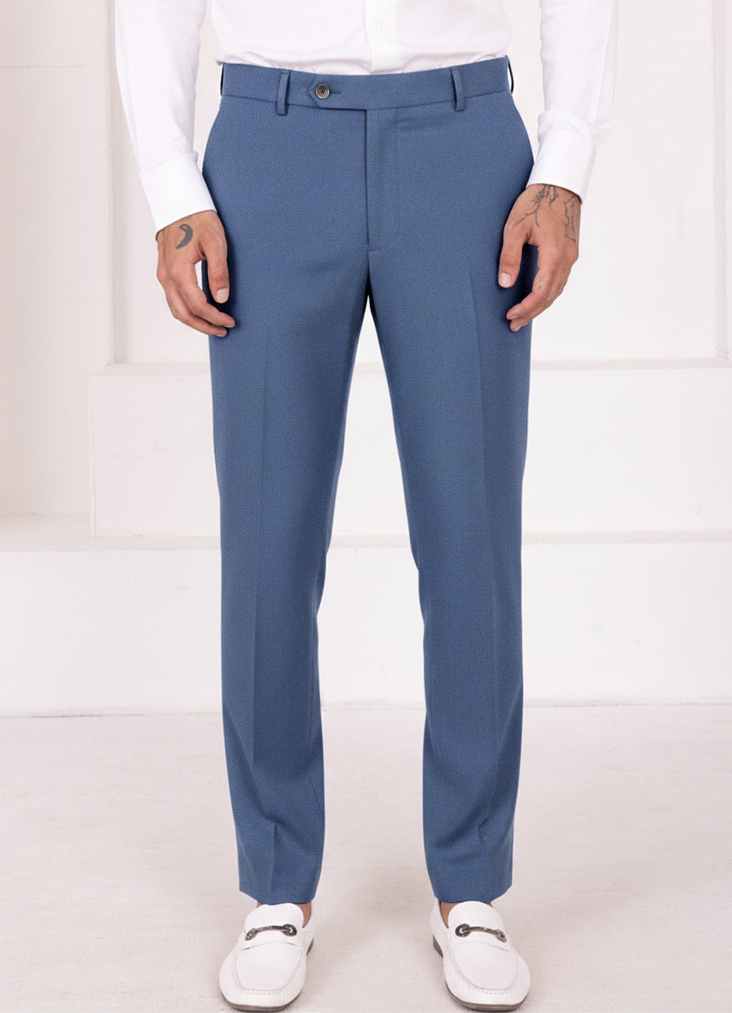 Marble Blue Wool Rich Slight Stretch Single Breasted Suit