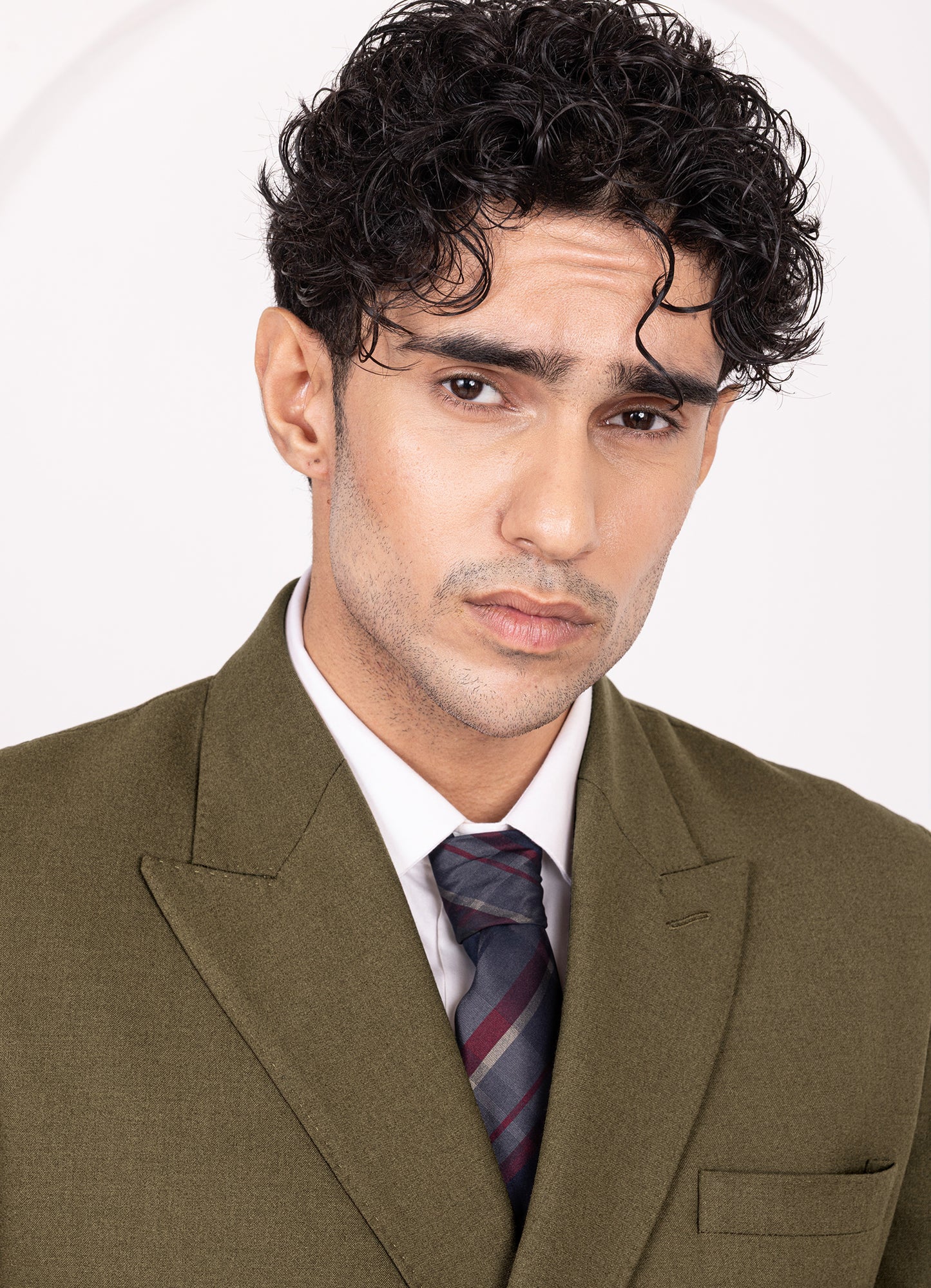 Tortilla Brown Worsted Wool 4 Way Stretch Wrinkle Free Fluid Drape Fabric Double Breasted Suit