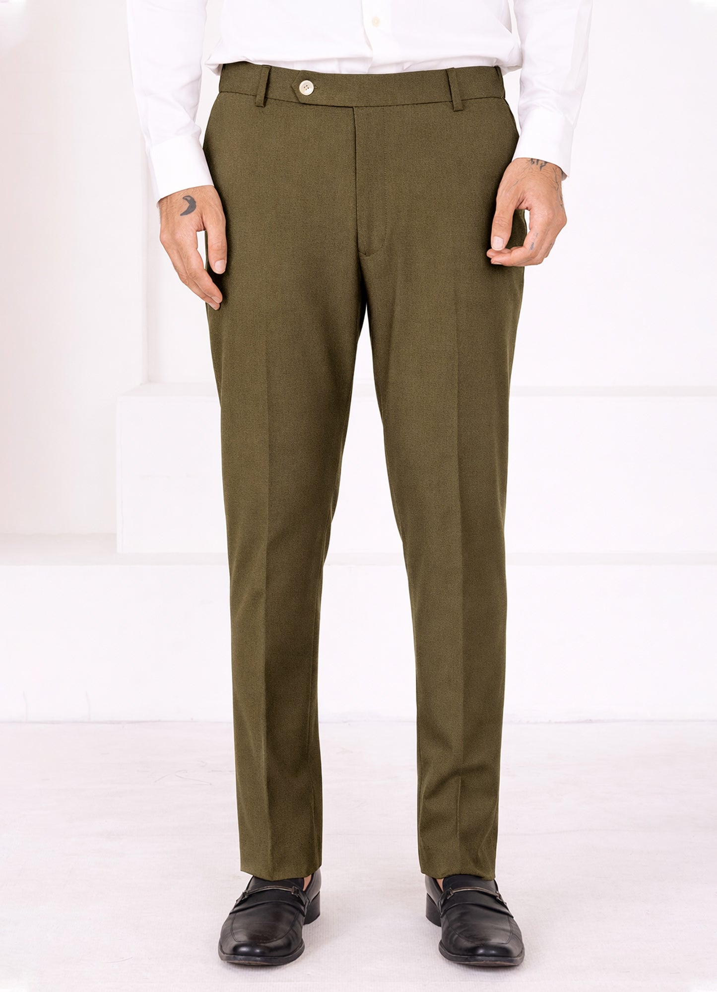 Tortilla Brown Worsted Wool 4 Way Stretch Wrinkle Free Fluid Drape Fabric Double Breasted Suit