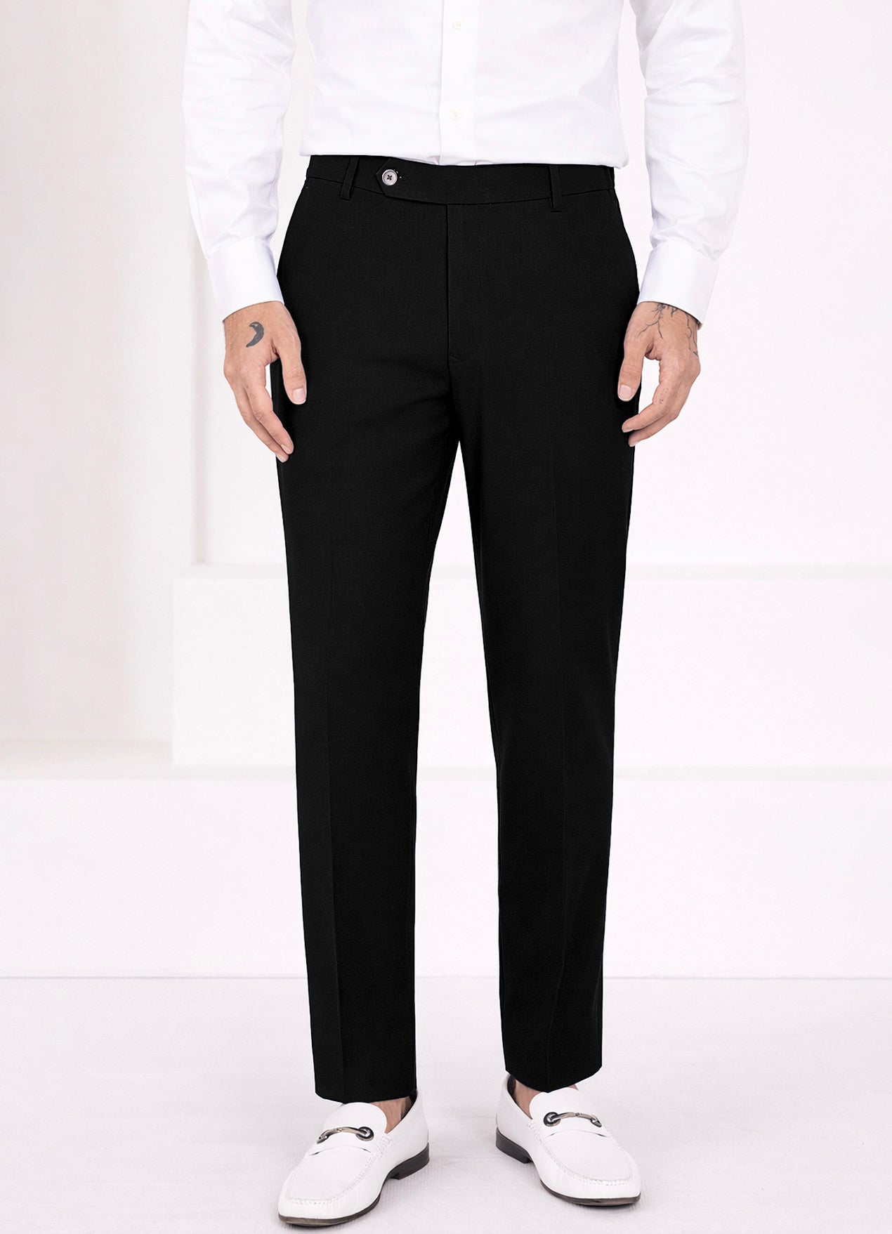 Jade Black Subtle Sheen Wool Rich Stretchable traveler Double Breasted Suit