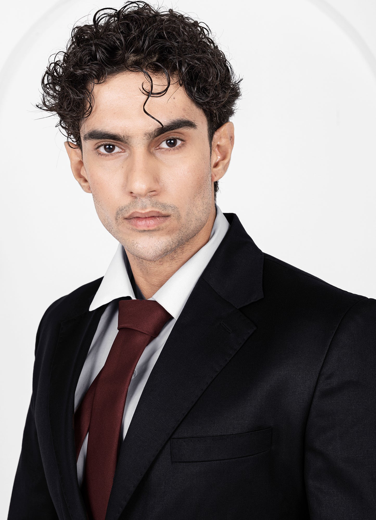 Jade Black Worsted Wool 4 Way Stretch Wrinkle Free Fluid Drape Fabric Single Breasted Suit