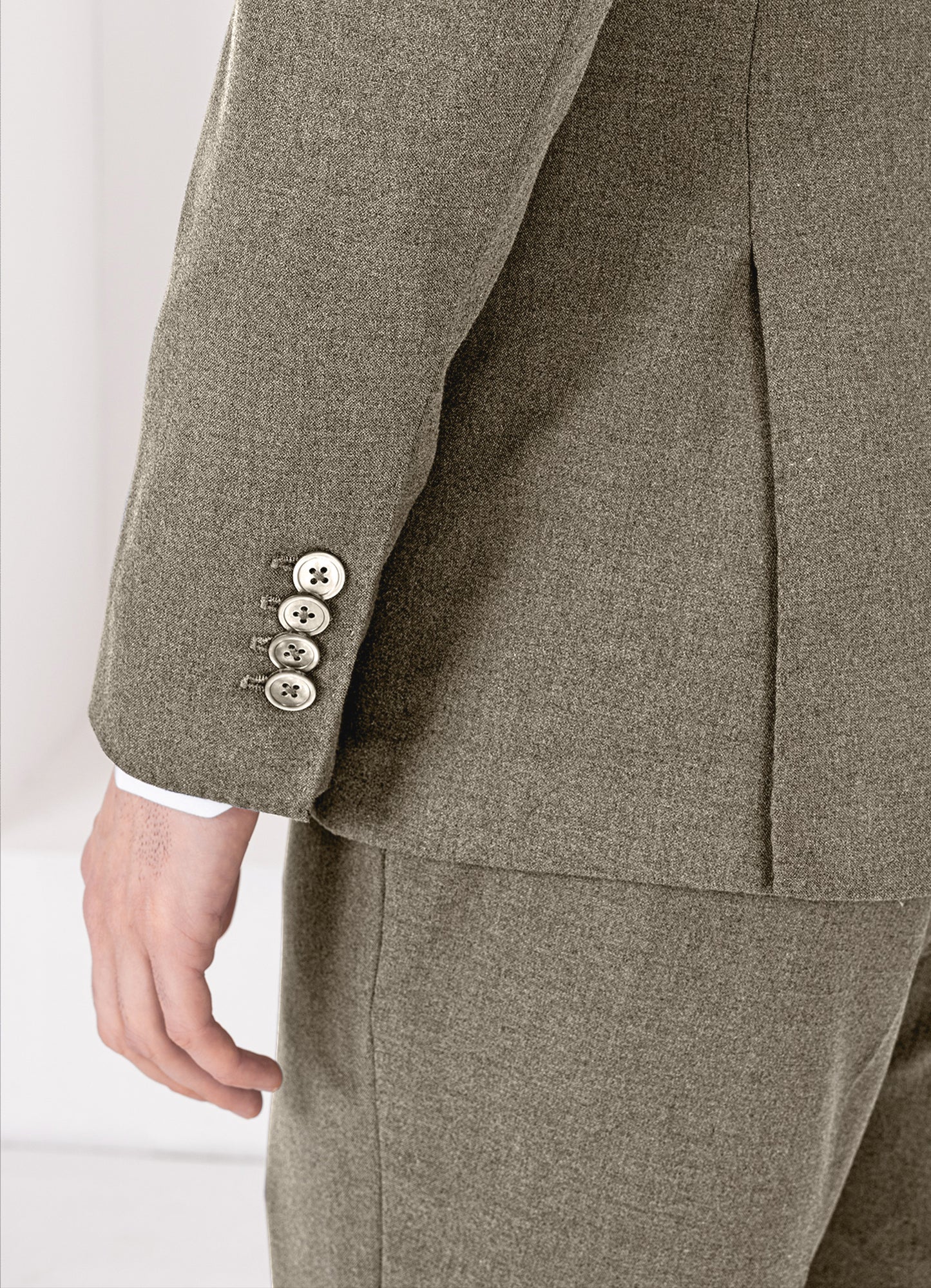 Makara Brown Worsted Wool 4 Way Stretch Wrinkle Free Fluid Drape Fabric Single Breasted Suit