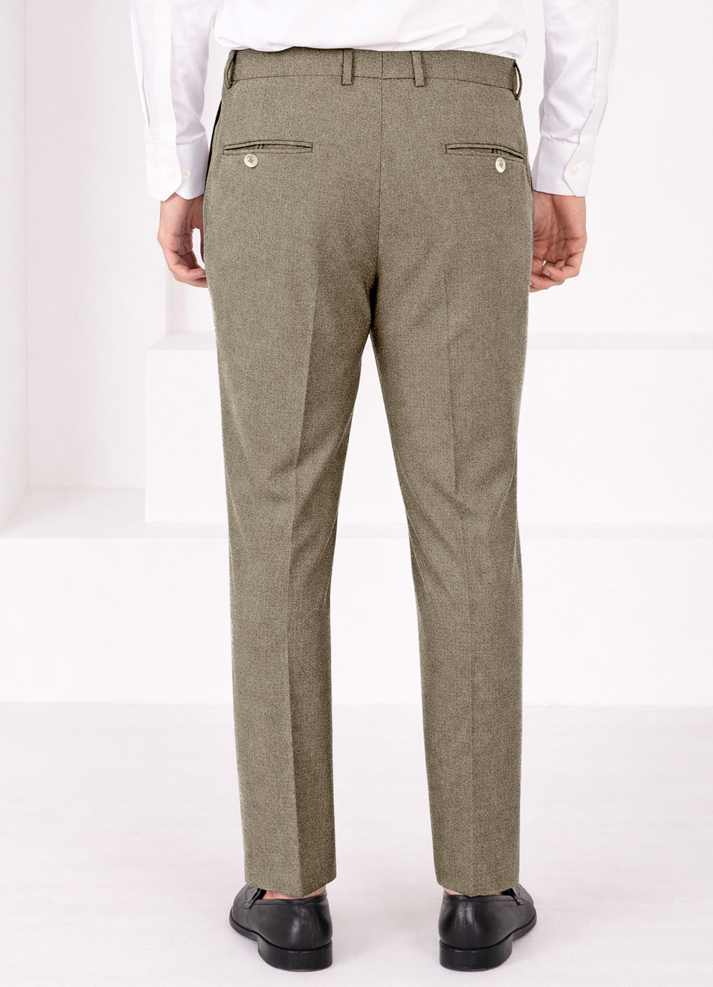 Makara Brown Worsted Wool 4 Way Stretch Wrinkle Free Fluid Drape Fabric Single Breasted Suit