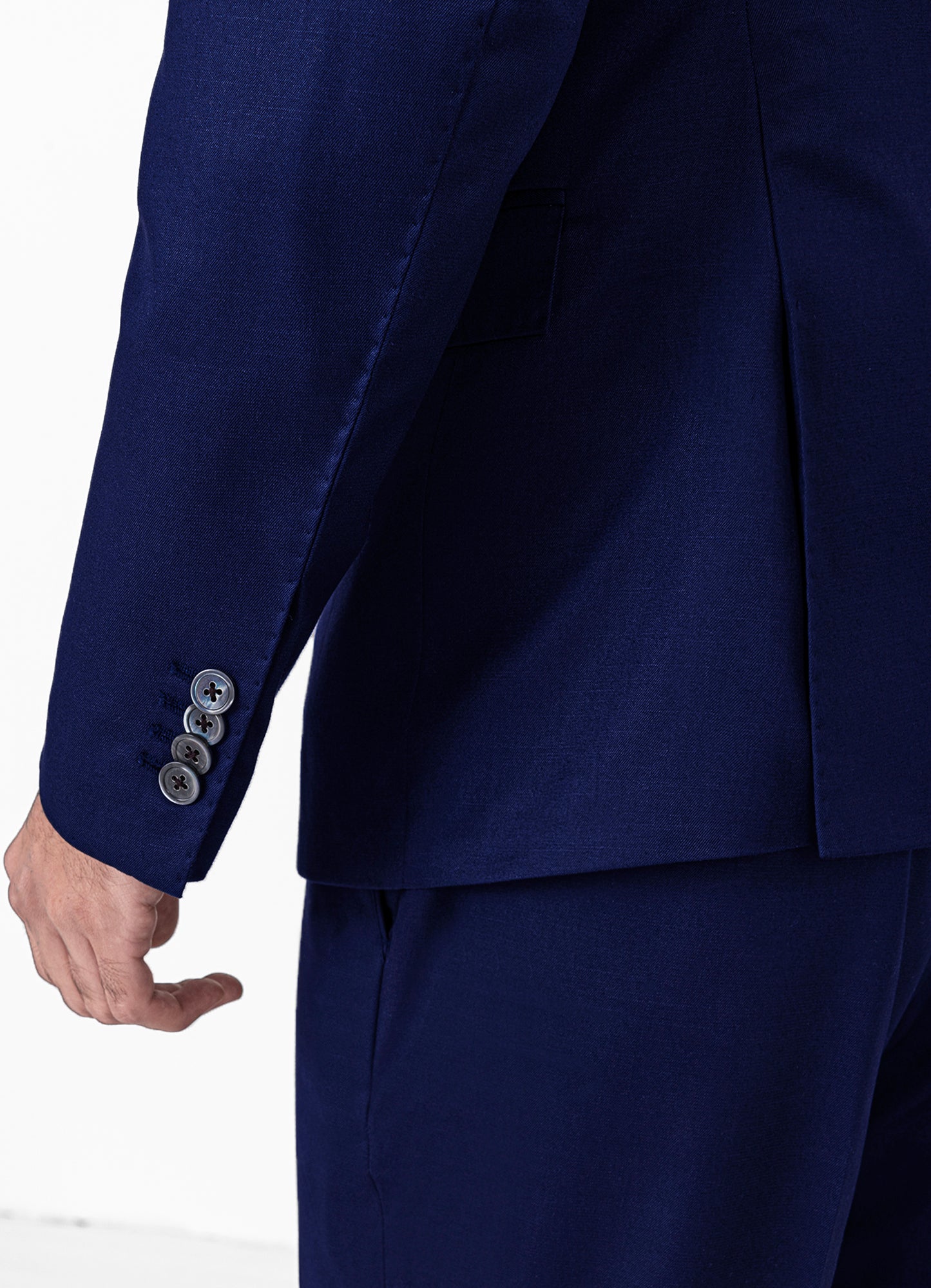 Sapphire Blue Worsted Wool 4 Way Stretch Wrinkle Free Fluid Drape Fabric Single Breasted Suit