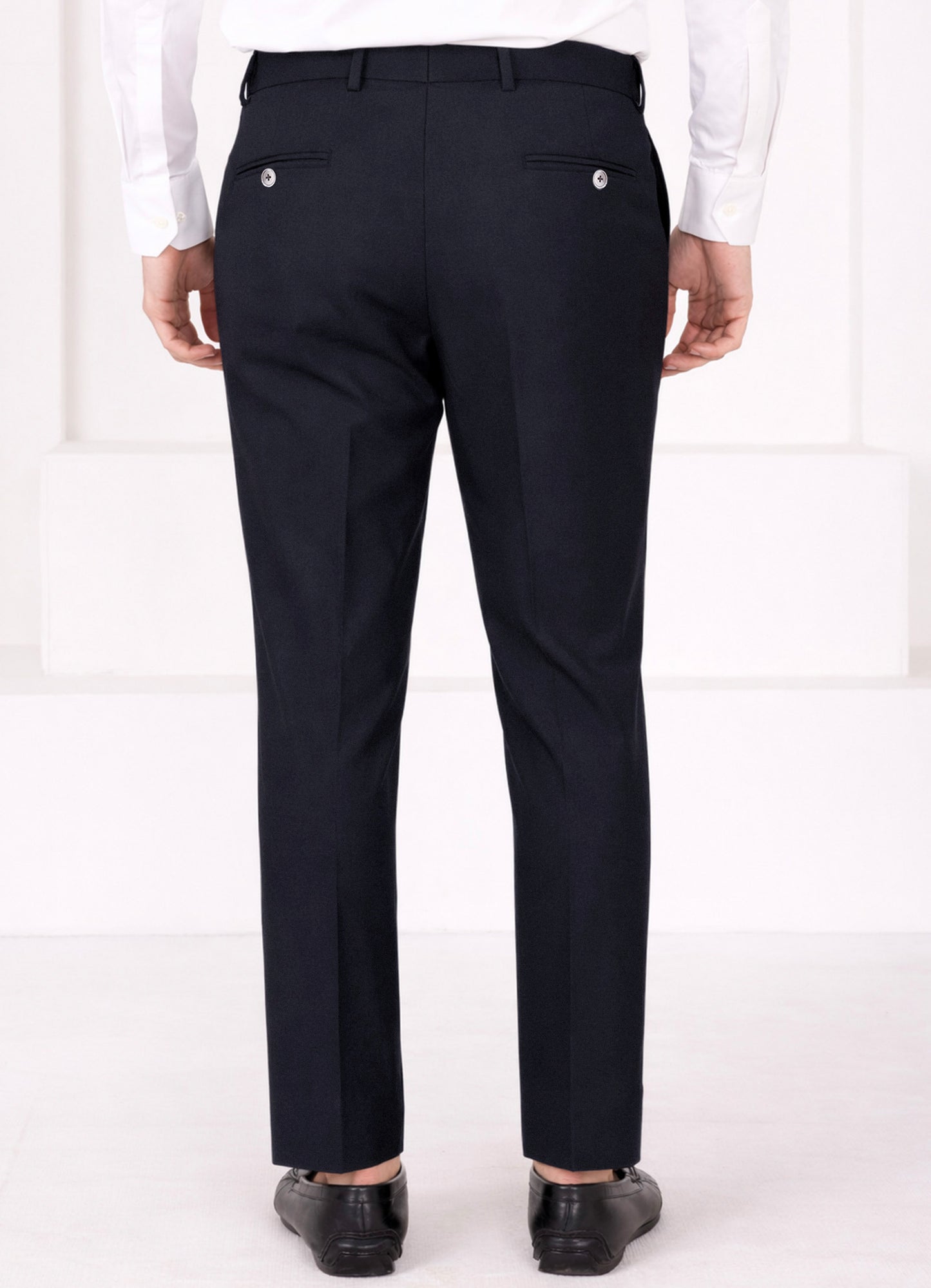 Zeus Blue Worsted Wool 4 Way Stretch Wrinkle Free Fluid Drape Fabric Double Breasted Suit