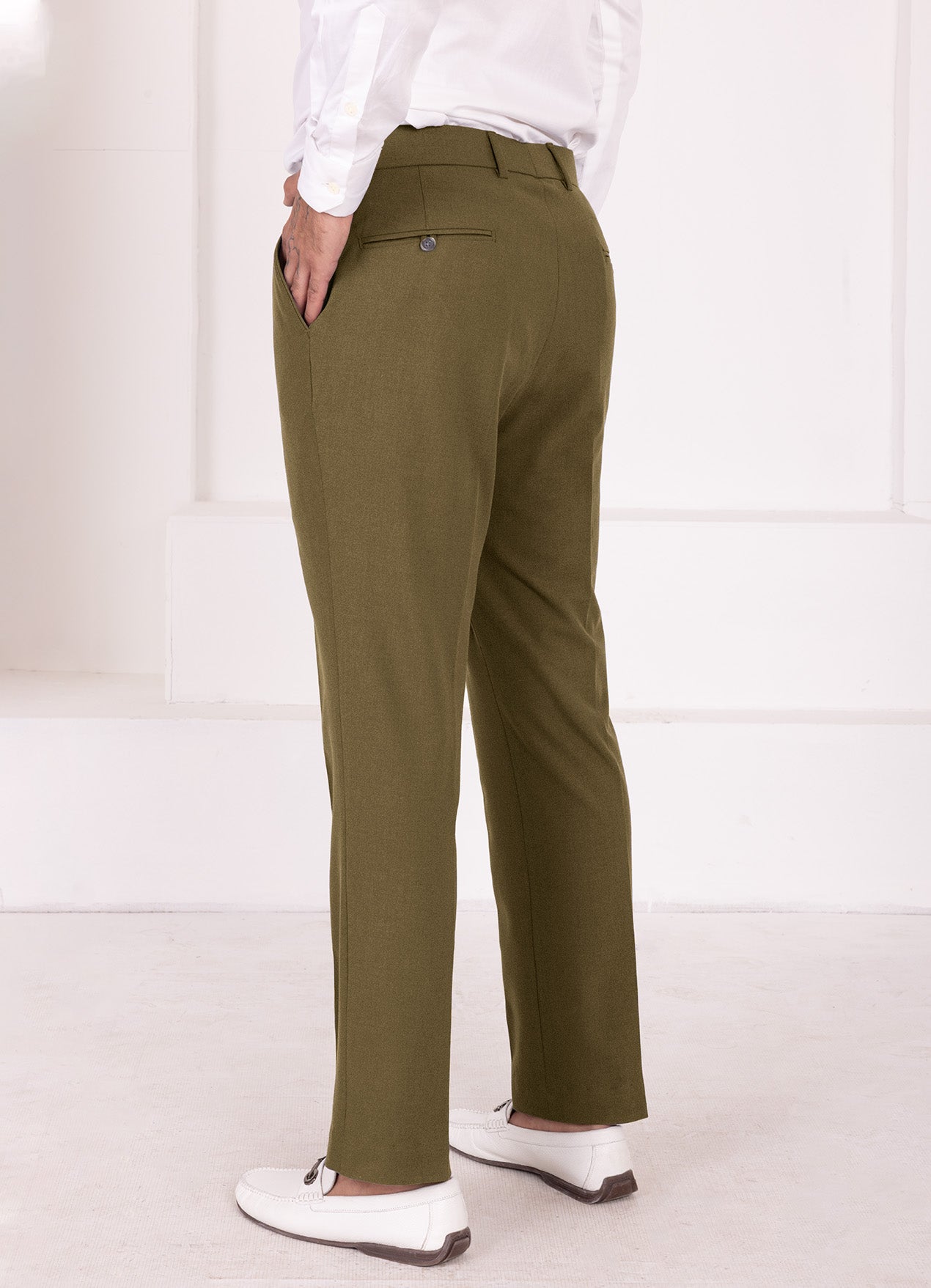 Tortilla Brown Worsted Wool 4 Way Stretch Wrinkle Free Fluid Drape Fabric Single Breasted Suit