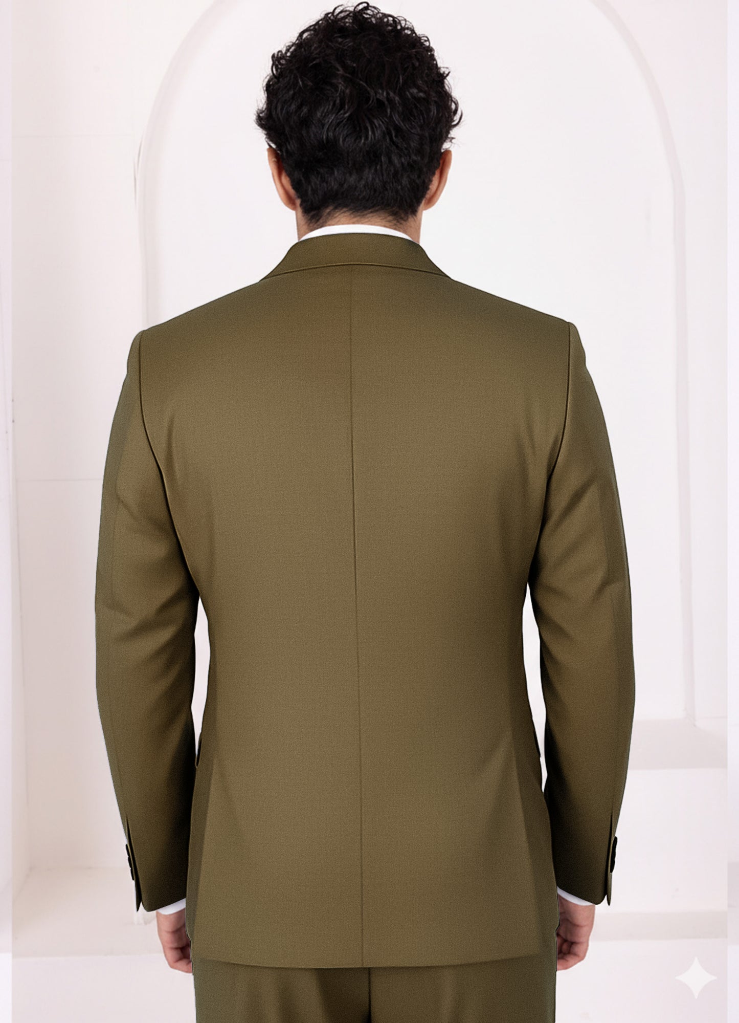 Tortilla Brown Worsted Wool 4 Way Stretch Wrinkle Free Fluid Drape Fabric Single Breasted Suit