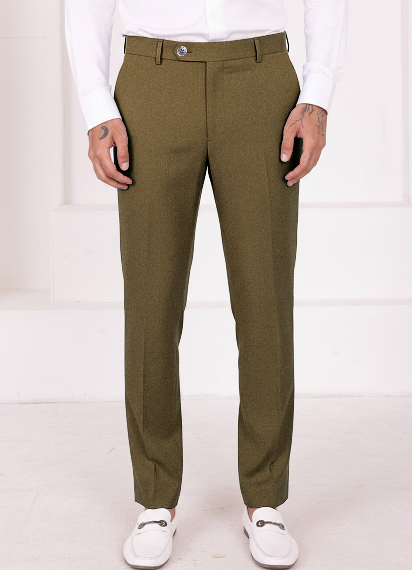 Tortilla Brown Worsted Wool 4 Way Stretch Wrinkle Free Fluid Drape Fabric Single Breasted Suit