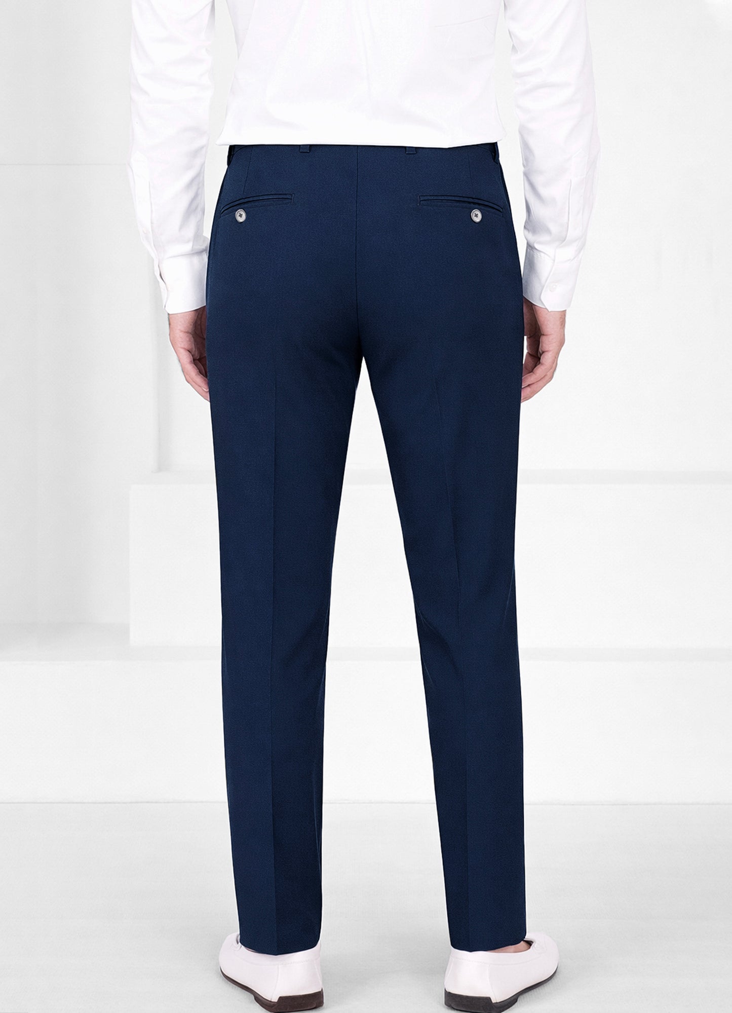 Mirage Blue Worsted Wool 4 Way Stretch Wrinkle Free Fluid Drape Fabric Double Breasted Suit