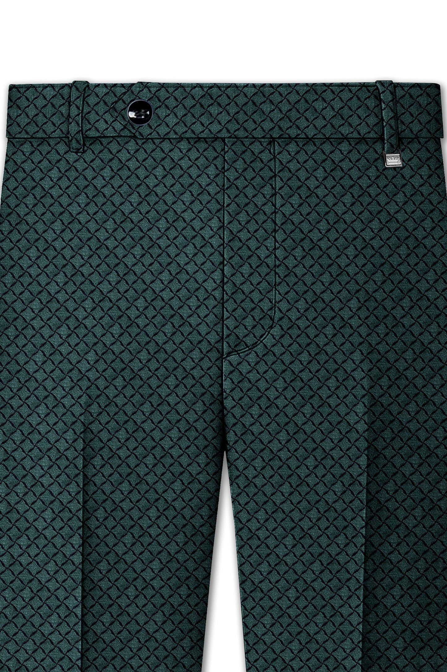Gunmetal Green Jacquard Textured Designer Single Breasted Suit