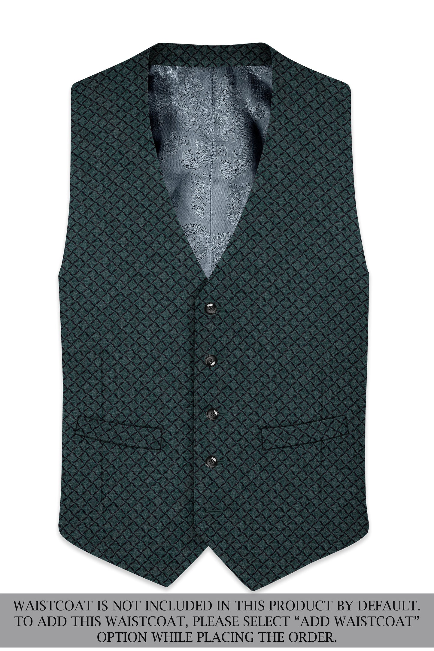 Gunmetal Green Jacquard Textured Designer Single Breasted Suit