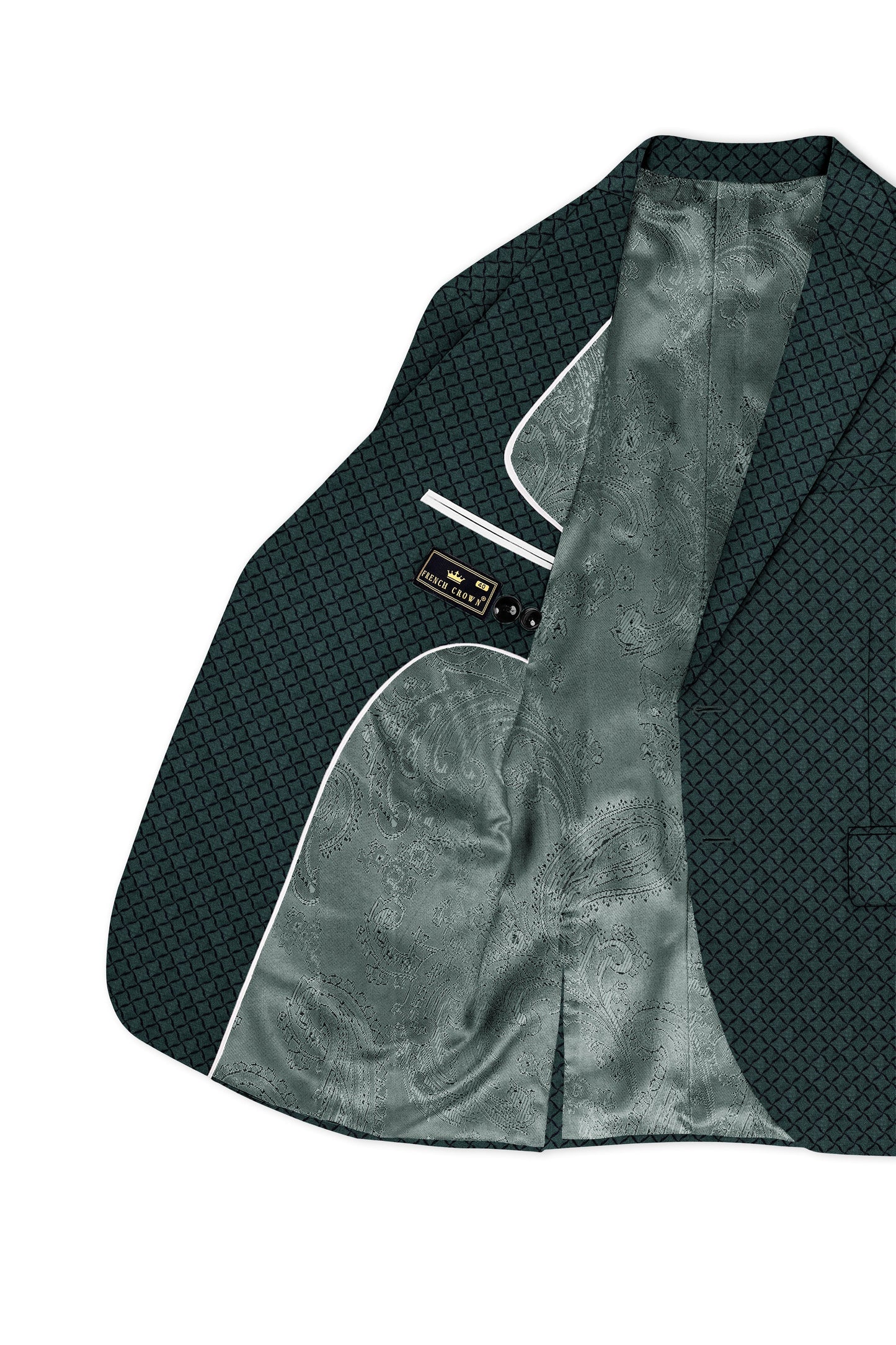 Gunmetal Green Jacquard Textured Designer Single Breasted Suit