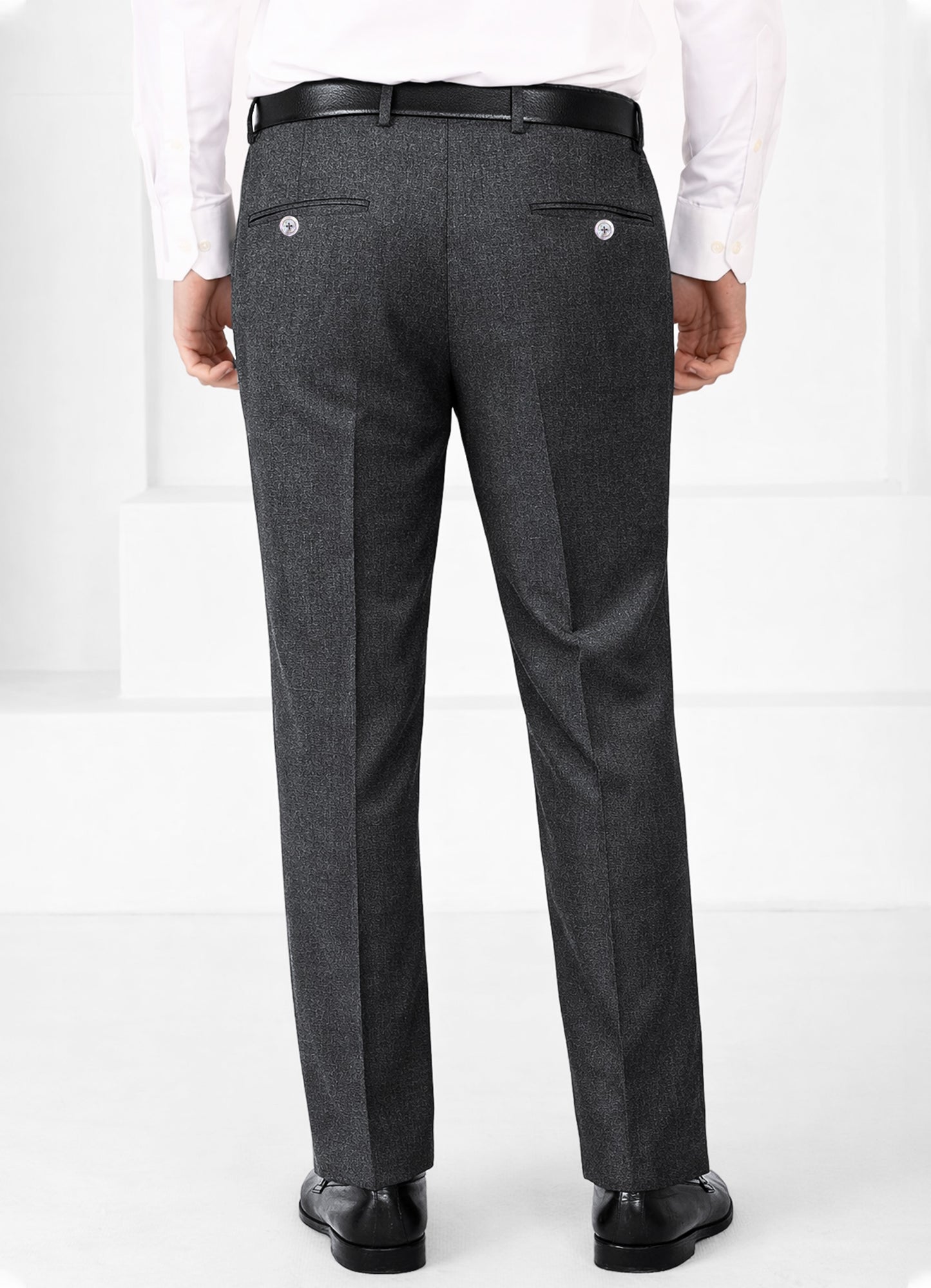 Vampire Gray Wool Blend Flannel Slight Stretch Waistband Tweed Pant