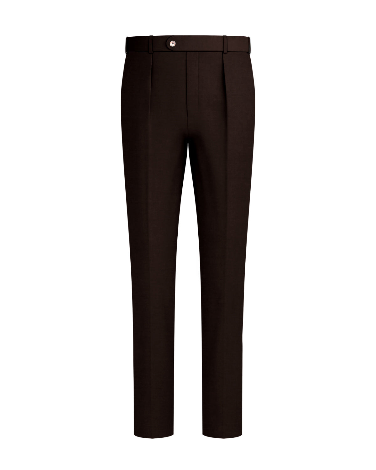 Cocoa Brown Worsted Wool 4 Way Stretch Wrinkle Free Fluid Drape Fabric Stretchable Waistband Pant