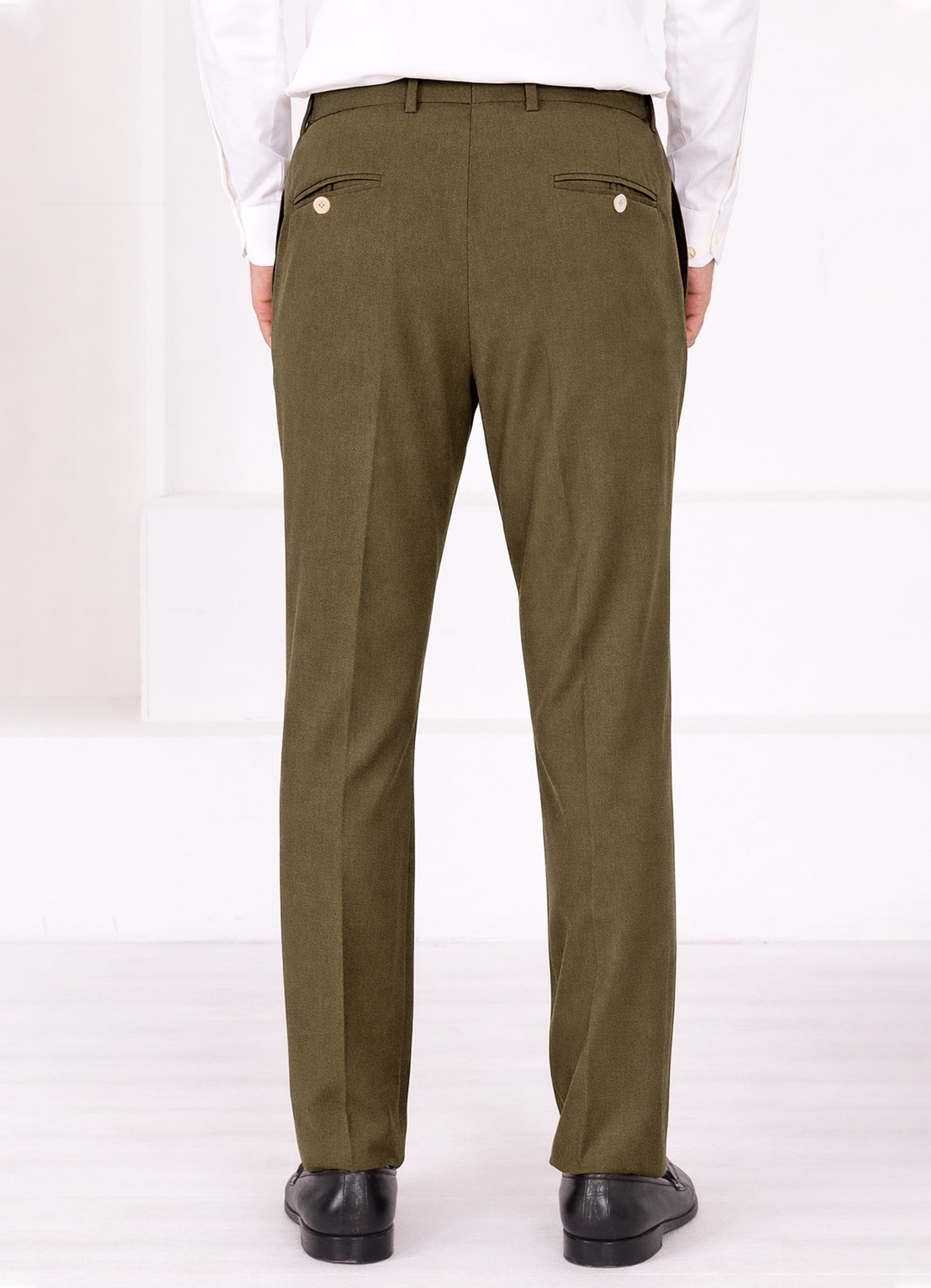 Tortilla Brown Worsted Wool 4 Way Stretch Wrinkle Free Fluid Drape Fabric Stretchable Waistband Pant