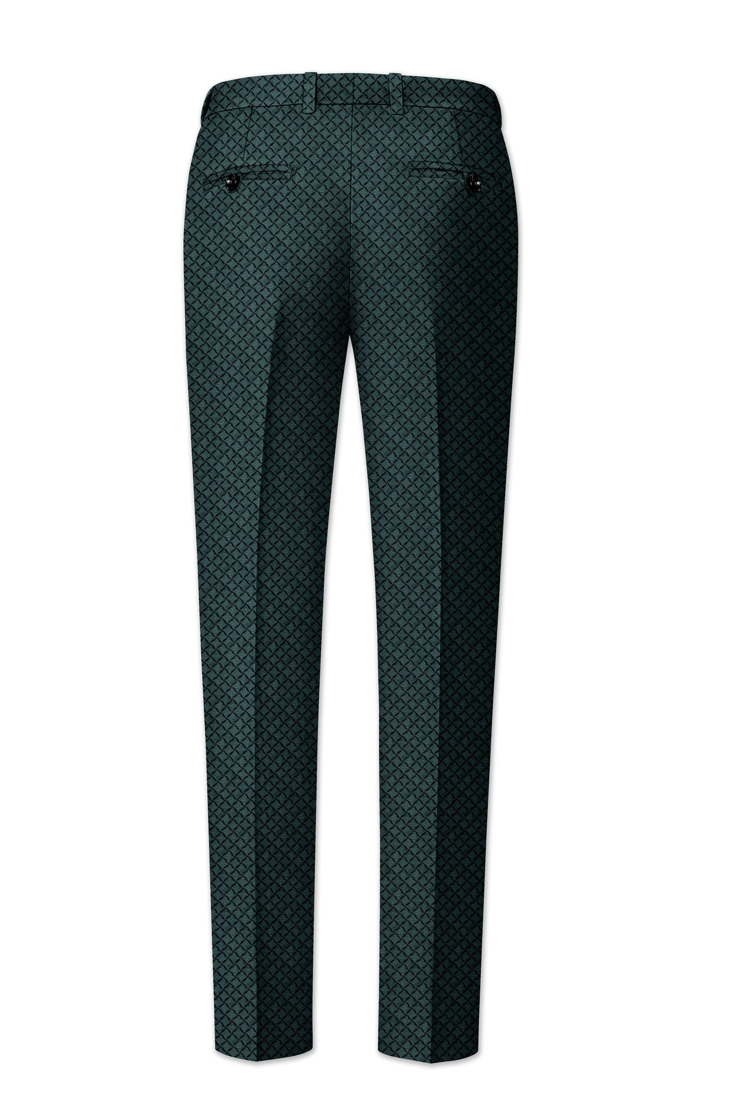 Gunmetal Green Jacquard Textured Designer Stretchable Waistband Pant
