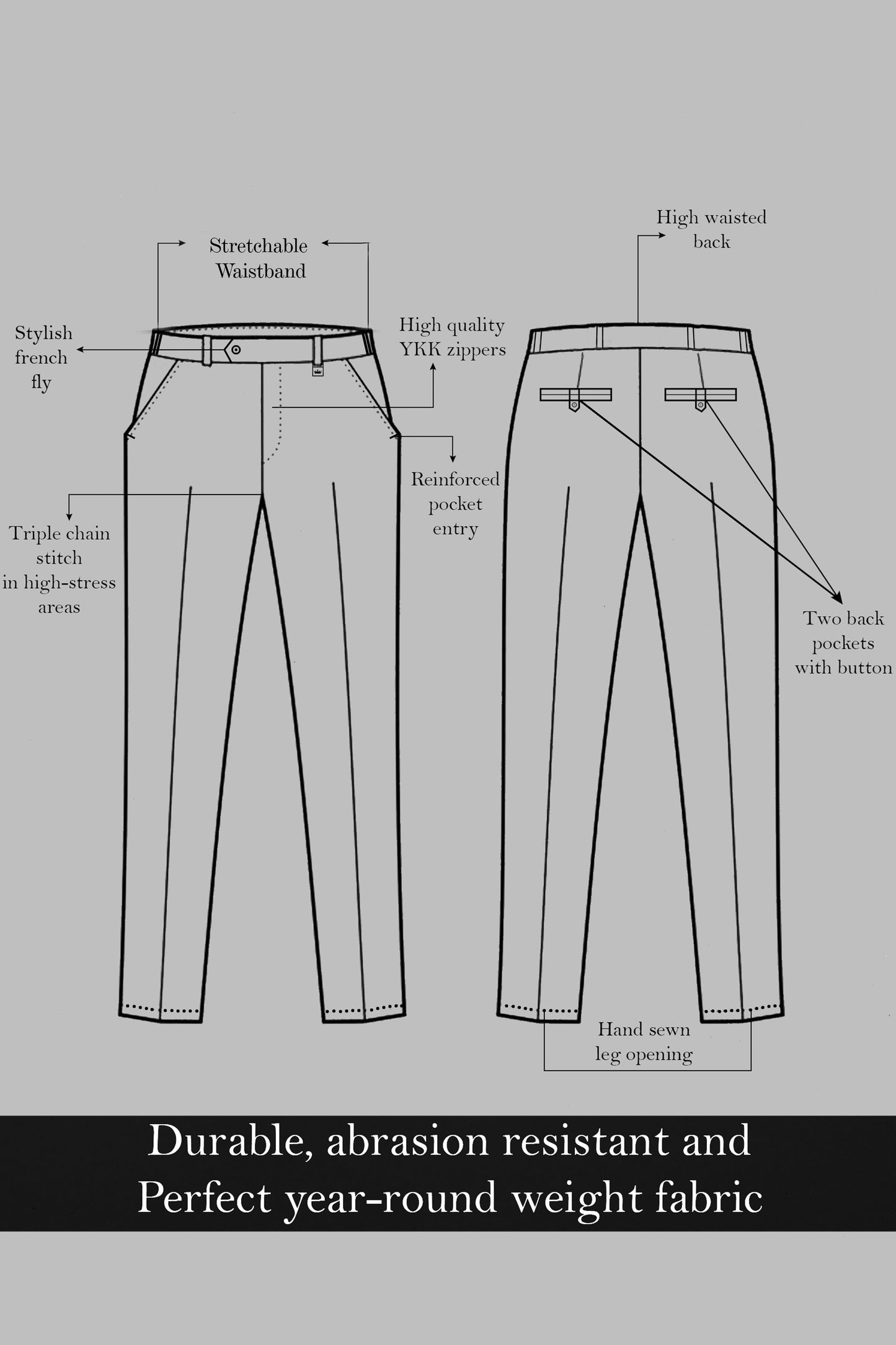 Gunmetal Green Jacquard Textured Designer Stretchable Waistband Pant