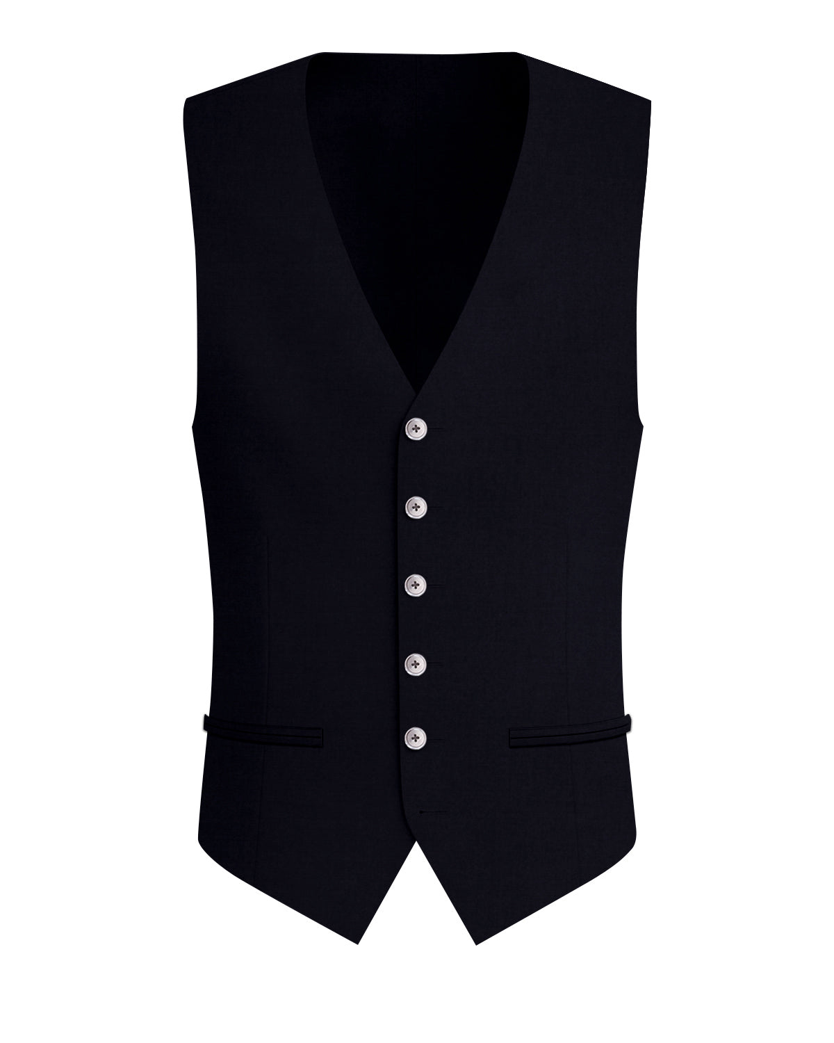 Jade Black Worsted Wool 4 Way Stretch Wrinkle Free Fluid Drape Fabric Waistcoat