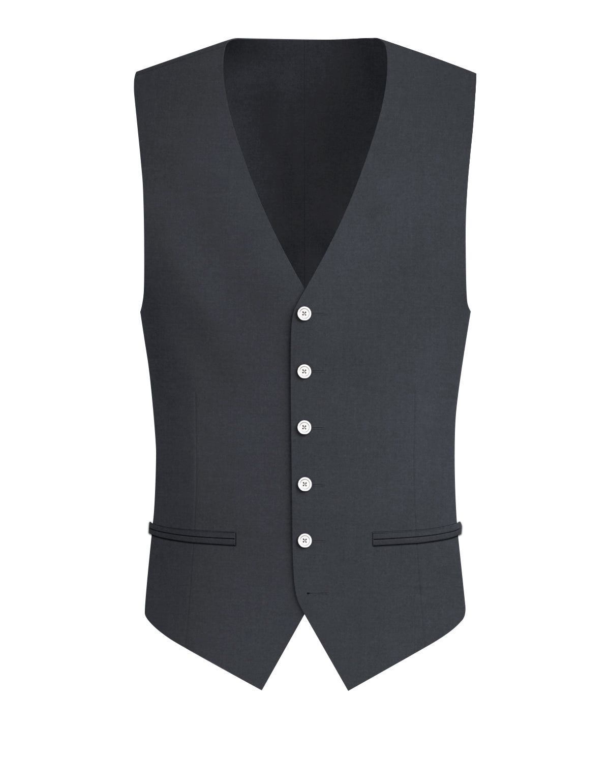 Charcoal Gray Worsted Wool 4 Way Stretch Wrinkle Free Fluid Drape Fabric Waistcoat