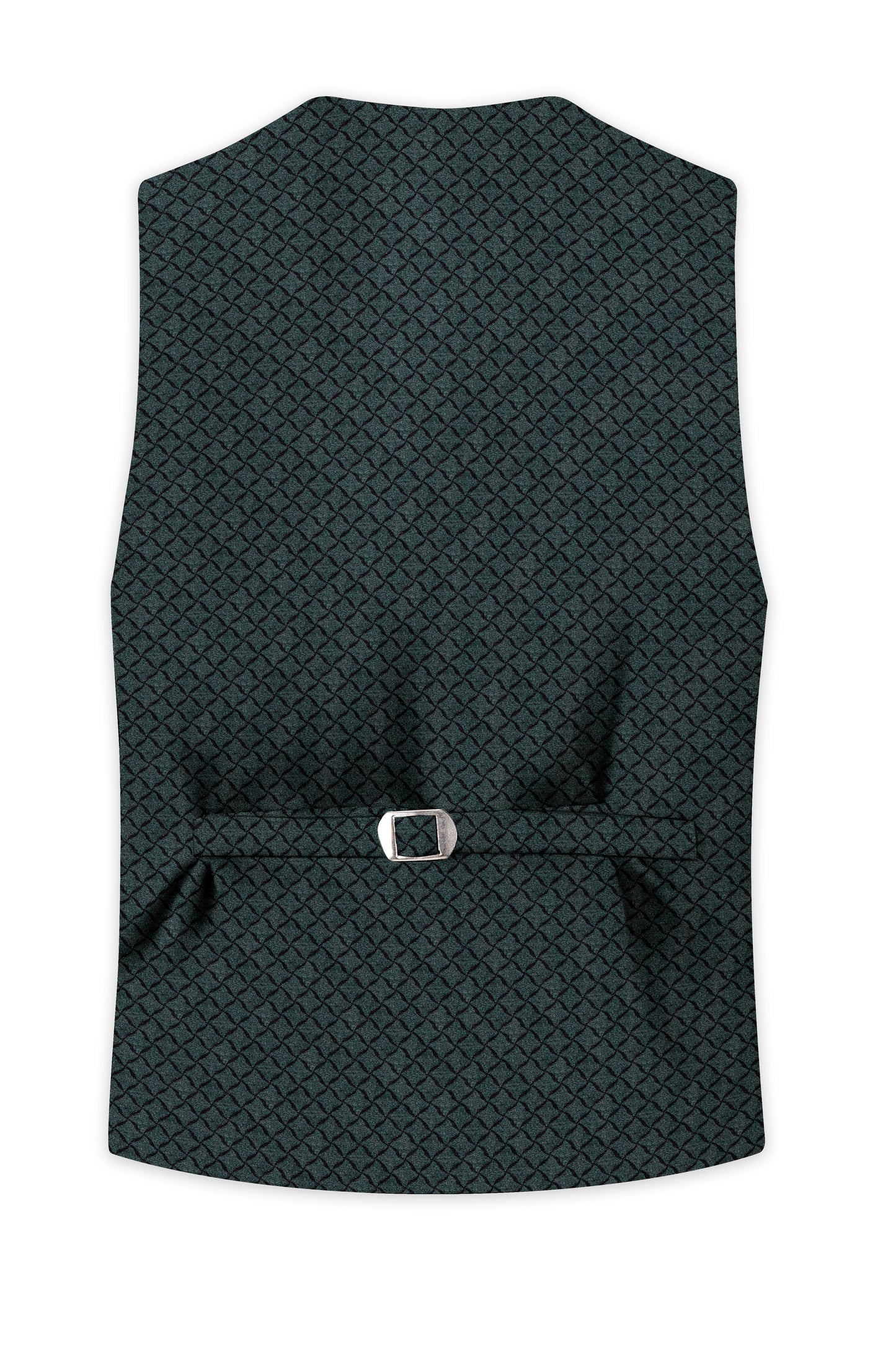 Gunmetal Green Jacquard Textured Designer Waistcoat